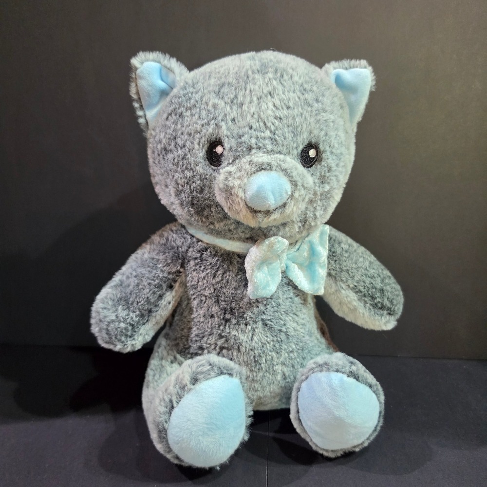 PetSmart Charities Lucky the Cat Grey & Blue Bow Squeaky Plush Dog Toy 11" NWOT